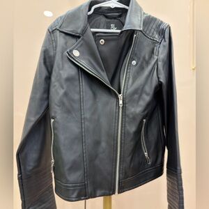 Art Class Midnight Leather Jacket with Metallic Accents